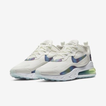 Nike Air Max 270 React - Férfi Utcai Cipő - Fehér/Platina/Fehér/Színes